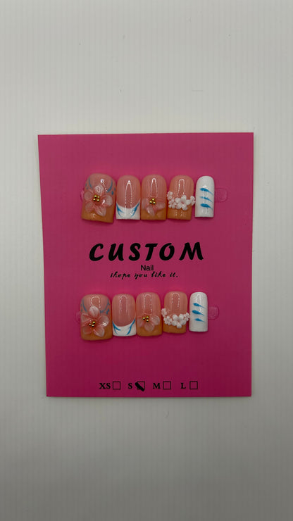 Ocean Coastal Bloom Press Ons