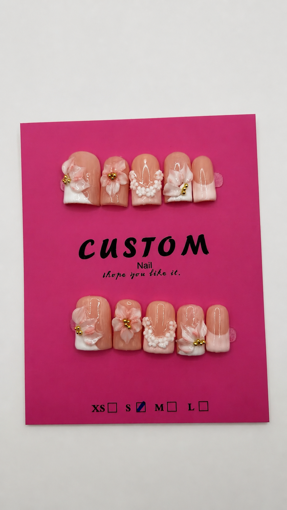 Pink Blossom Kiss Press Ons