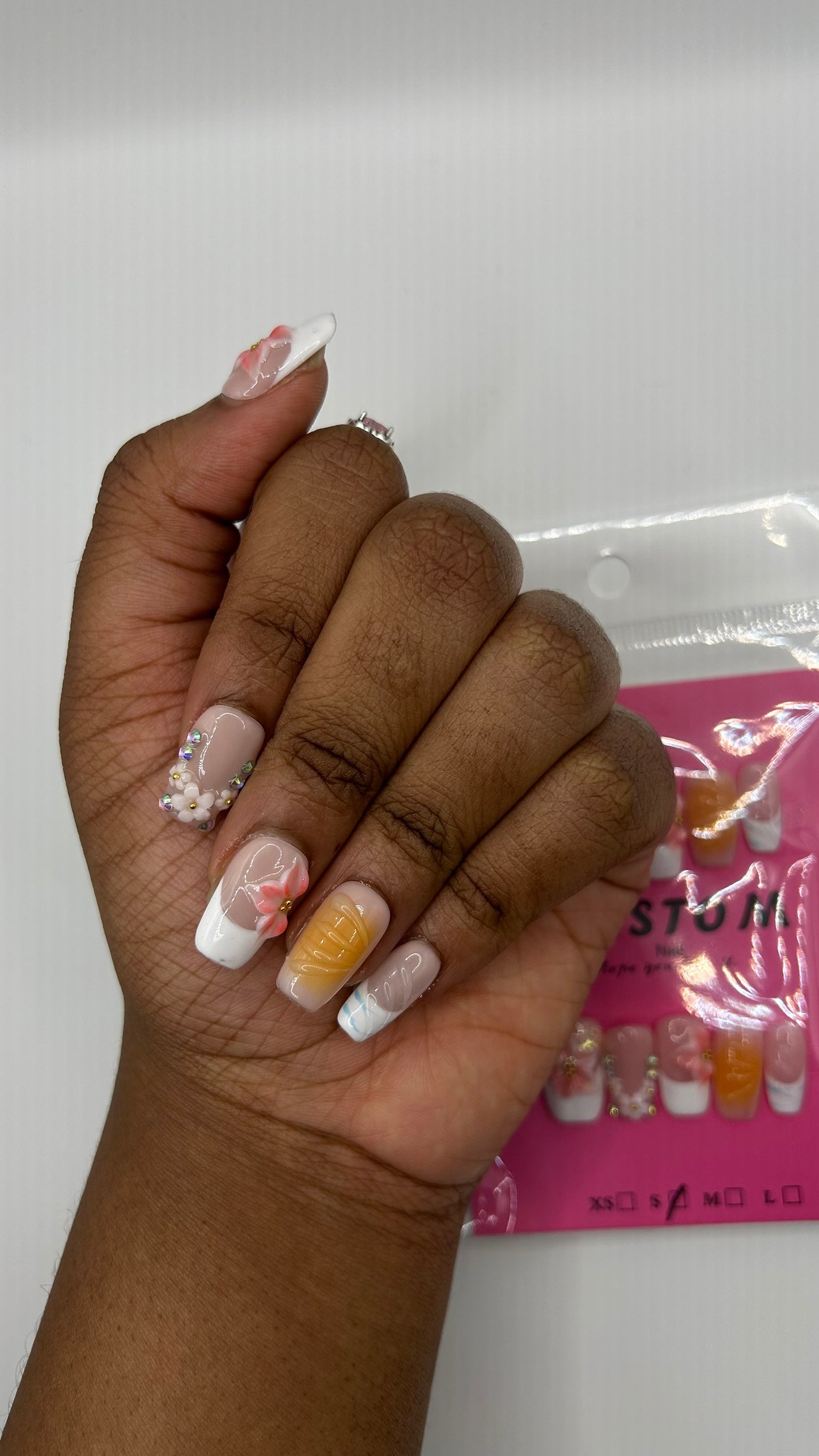 Sunset Peach Luxe Press Ons