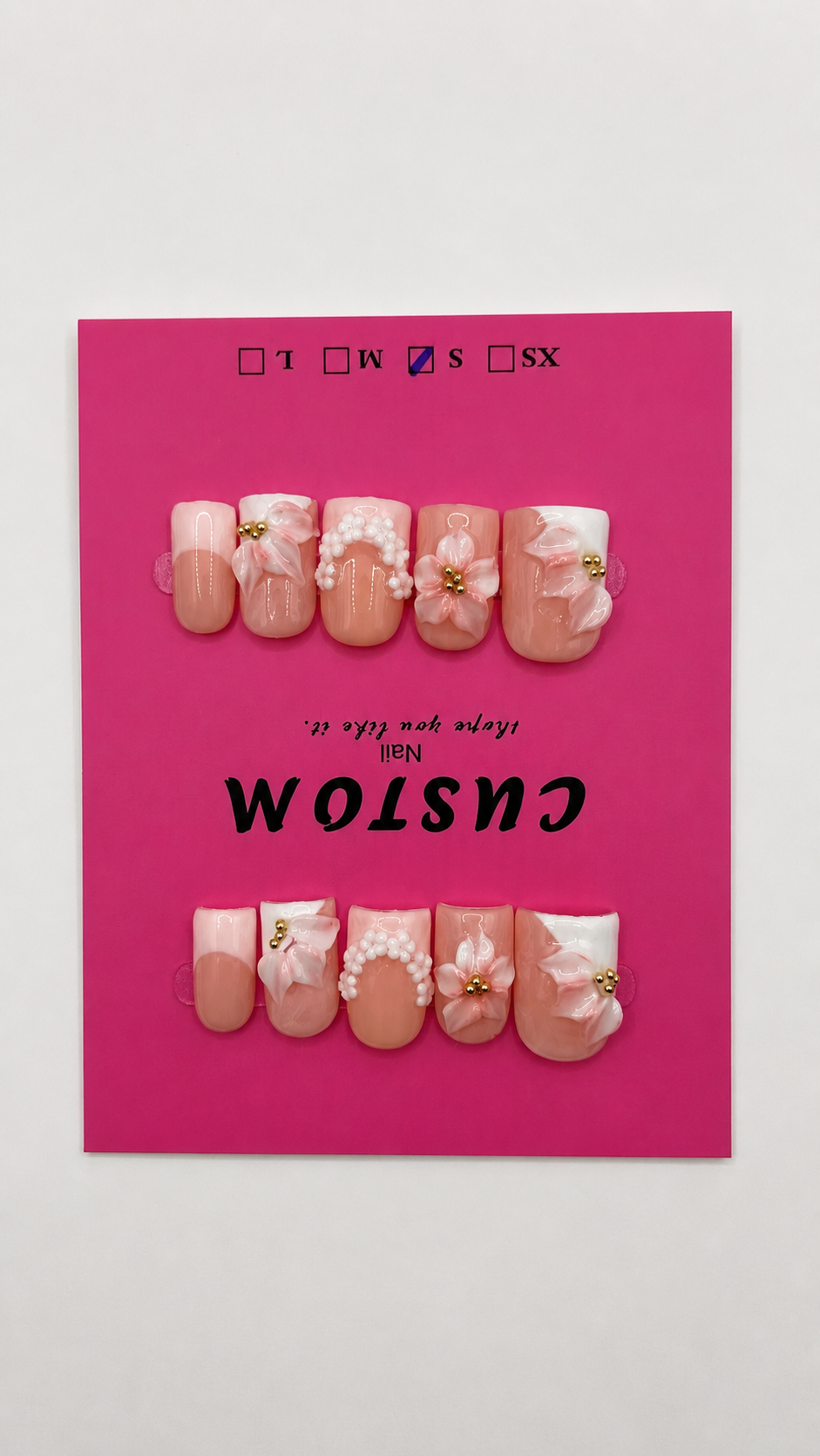 Pink Blossom Kiss Press Ons