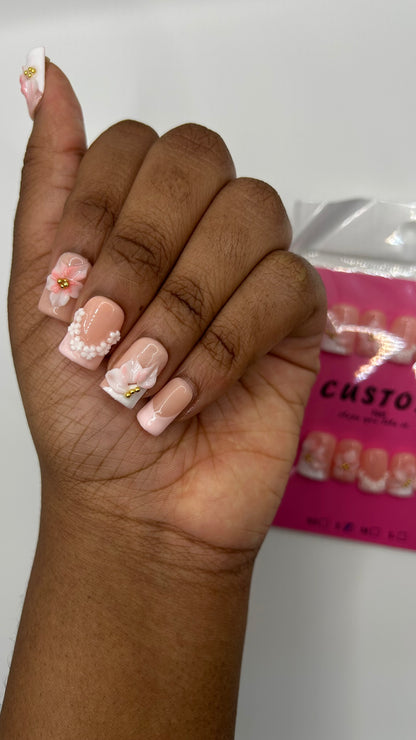 Pink Blossom Kiss Press Ons